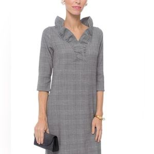 GRETCHEN SCOTT  Glen Plaid Ruffle Neck Dress  Medium